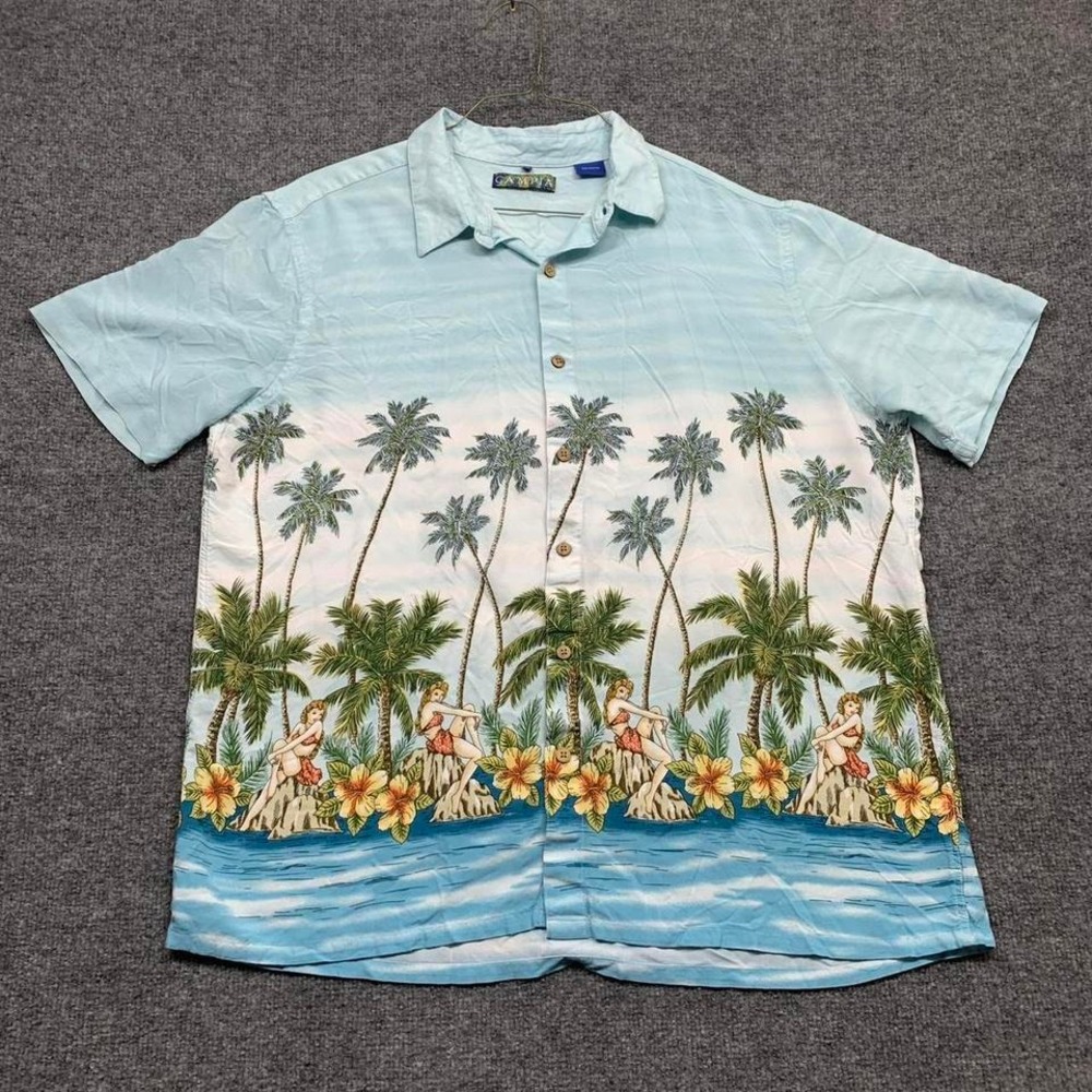 Vintage CAMPIA Hawaiian Rayon Shirt Size XL